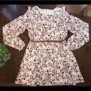 Girls forest bunny rabbit print dress with ruffles